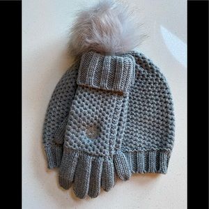Knit Beanie Hat and Mitten Set